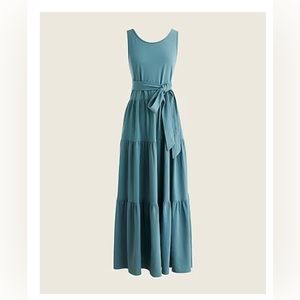 J. Crew Broken-in jersey tiered maxi dress, Alhambra, Green, size 2X